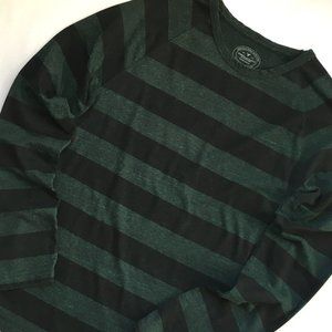 American Eagle Green Black Stripe L/S Tee - S